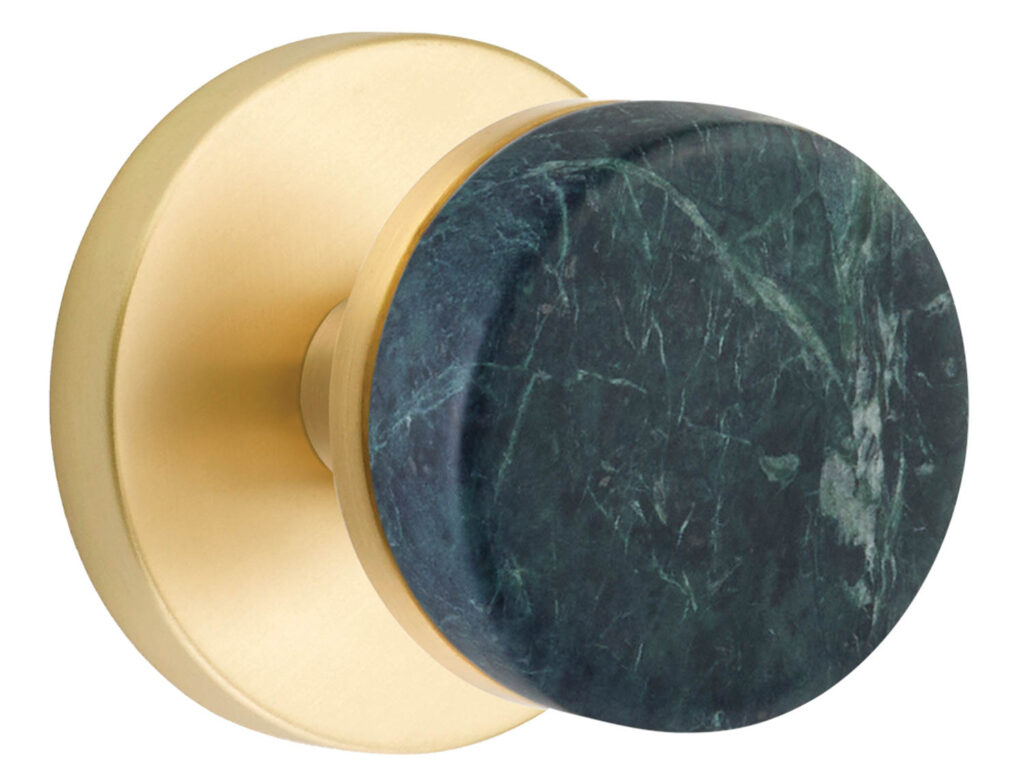 conical green marble and brass doorknob