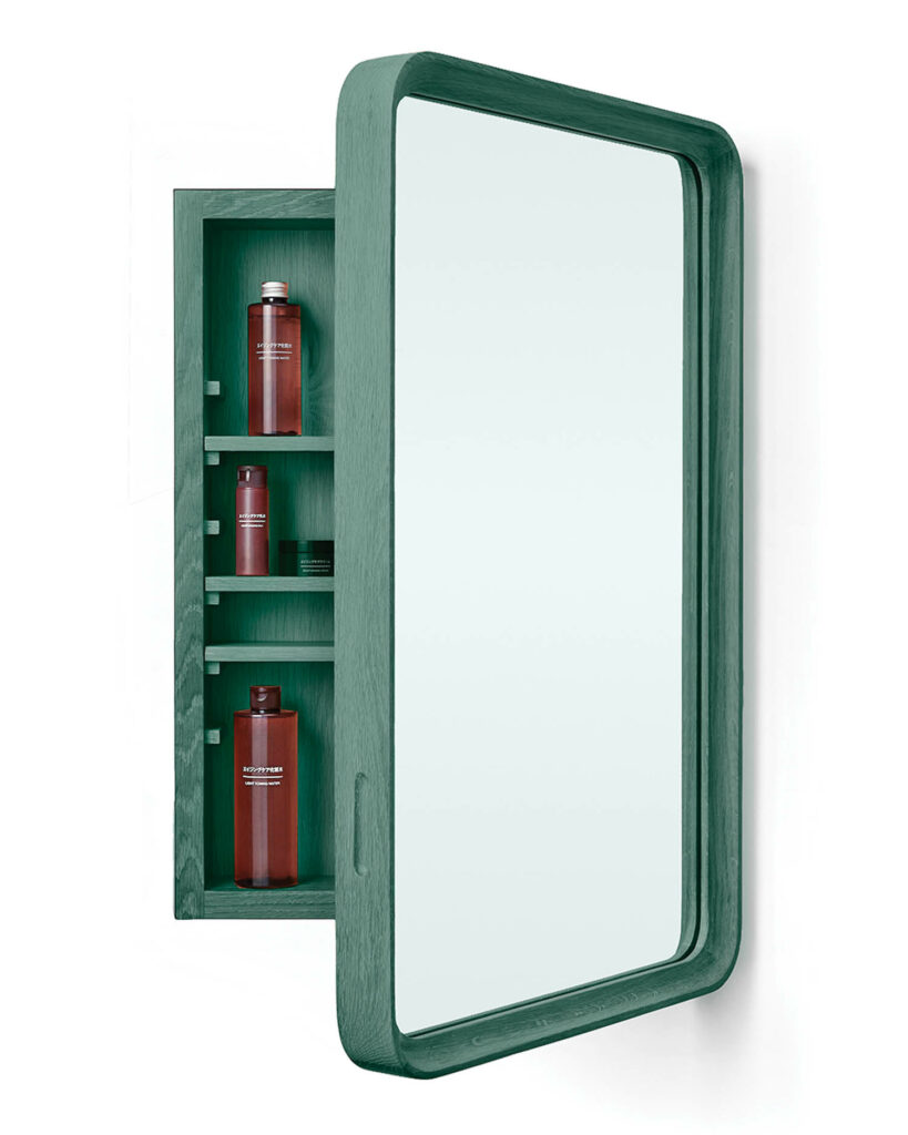 timber medicine cabinet in Forest green