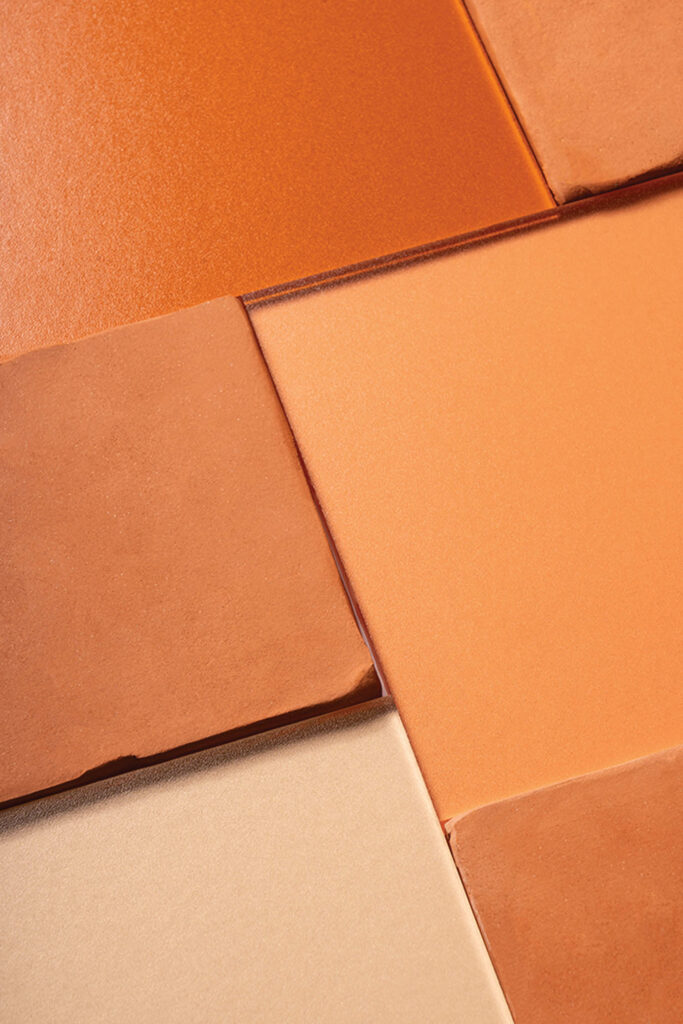 orange colored clay and glass sheets