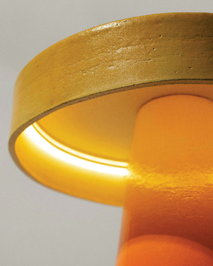 bright yellow ceramic table lamp