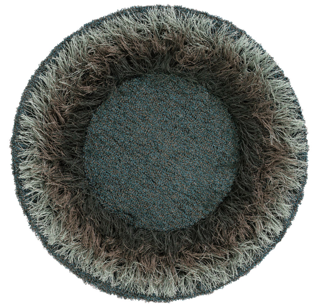 black and navy circular rug